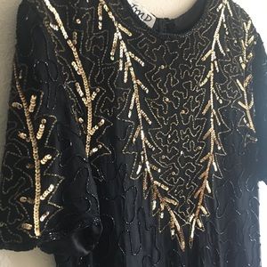 Vintage Silk beaded sequin dress VTG